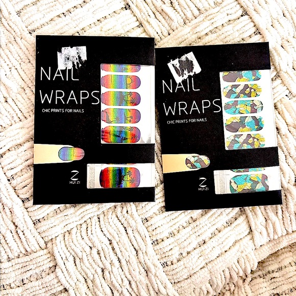 🗺️ 2 New Unused Colorful Nail Wraps Sets, Tropical and Mosaics by Chic prints - Picture 1 of 6